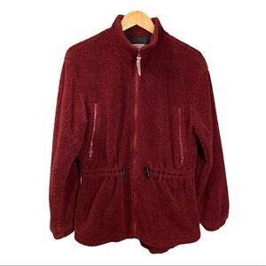 Woolrich maroon fleece full zip lined jacket Size S